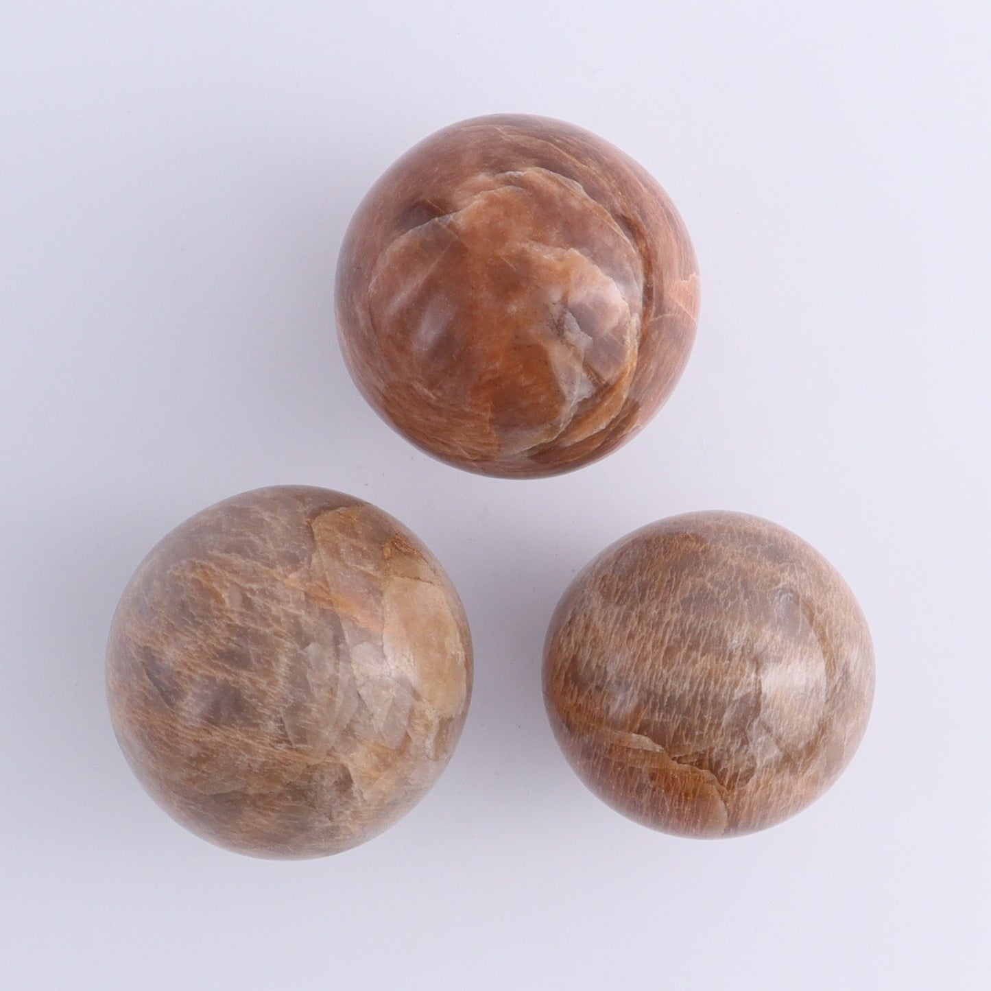 Peach Moonstone Spheres Set of 7