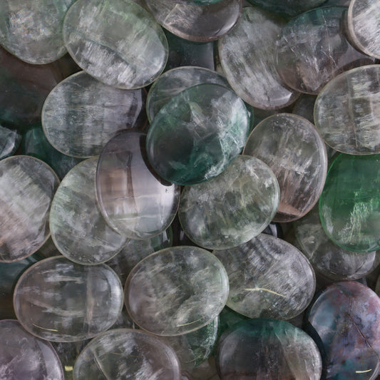 One Fluorite Flat Palm Stone - Expert Wholesale and Supplier of Wholesale Crystals & Bulk Gemstones, ["Fluorite","Palm Stones"]