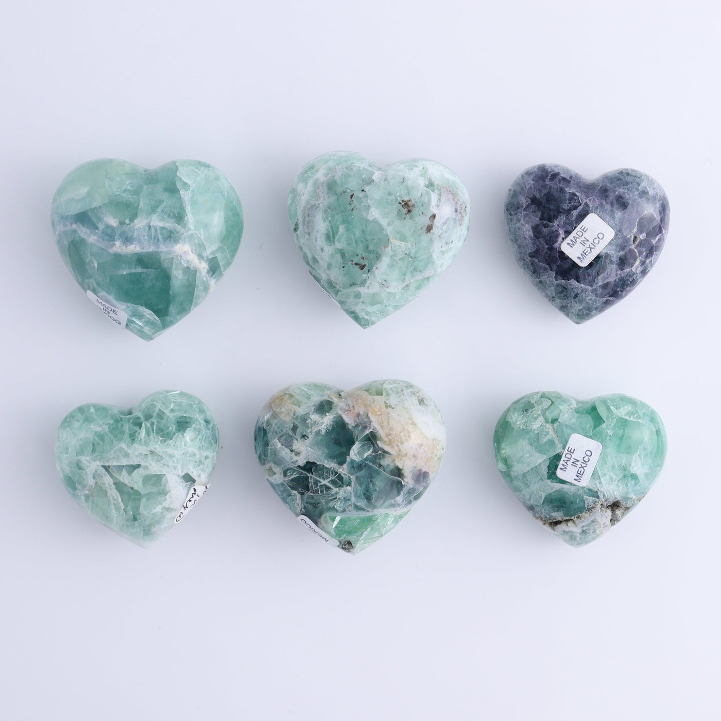 Fluorite Hearts Set of 6 - Expert Wholesale and Supplier of Wholesale Crystals & Bulk Gemstones, ["Fluorite","Hearts","Mexico"]