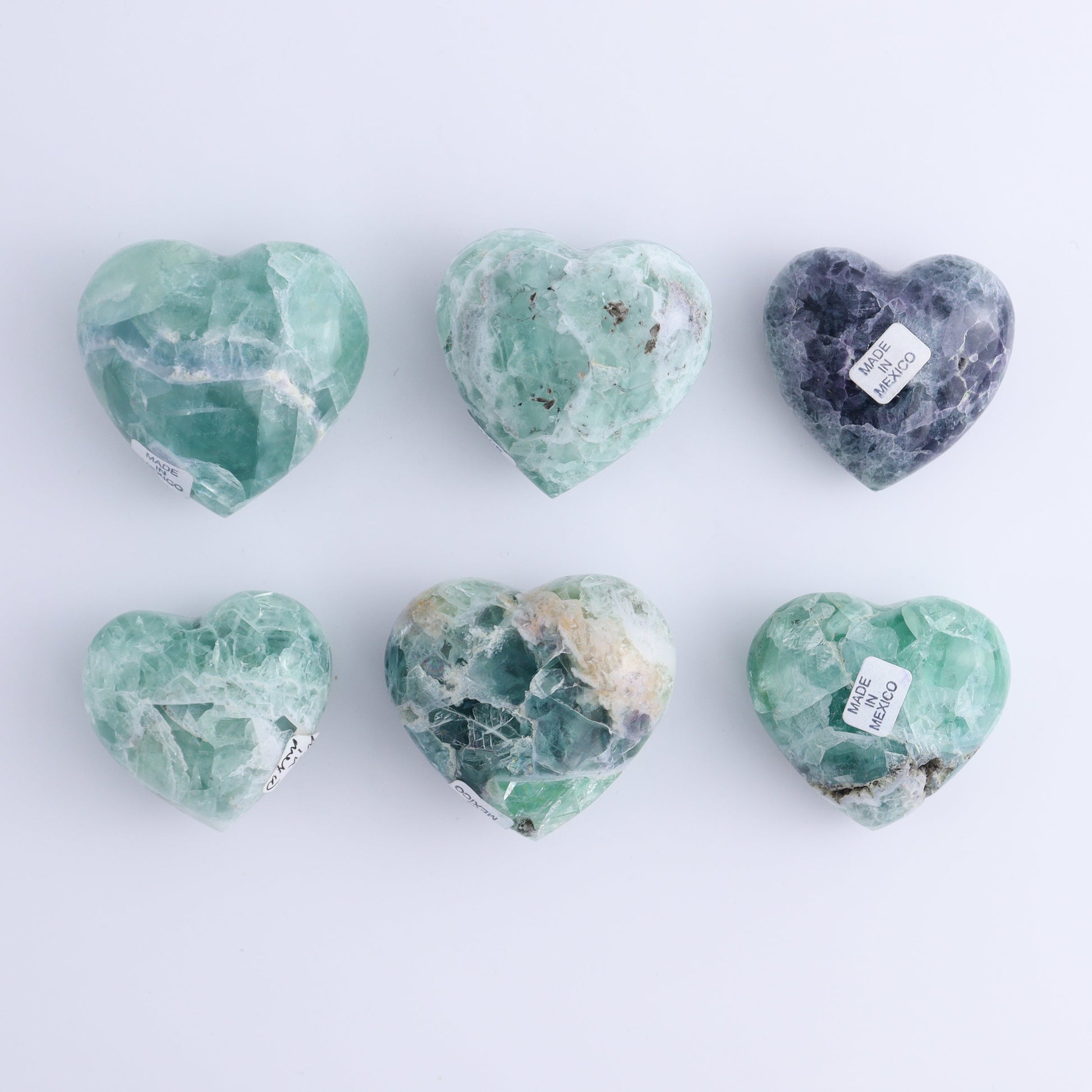 Fluorite Hearts Set of 6 - Expert Wholesale and Supplier of Wholesale Crystals & Bulk Gemstones, ["Fluorite","Hearts","Mexico"]