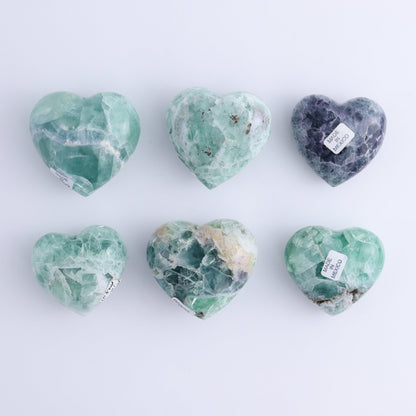 Fluorite Hearts Set of 6 - Expert Wholesale and Supplier of Wholesale Crystals & Bulk Gemstones, ["Fluorite","Hearts","Mexico"]