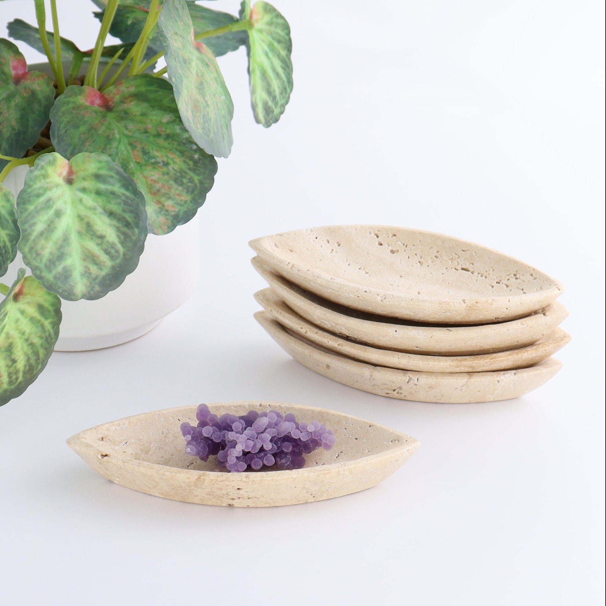 One Travertine Leaf Dish - Expert Wholesale and Supplier of Wholesale Crystals & Bulk Gemstones, ["Catalog Onyx","Decorative Dish","Mexico","Travertine"]