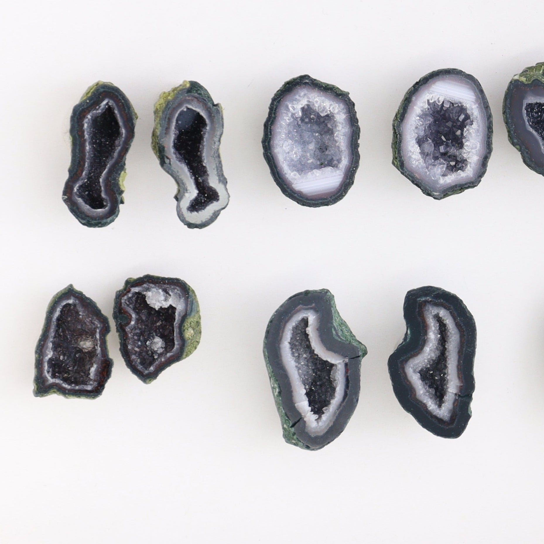 Tabasco Geodes 9 Pairs - Expert Wholesale and Supplier of Wholesale Crystals & Bulk Gemstones, ["Geodes","Tabasco Geode"]
