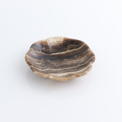 One Mexican Onyx/Calcite Chocolate Scalloped Dish 10 cm