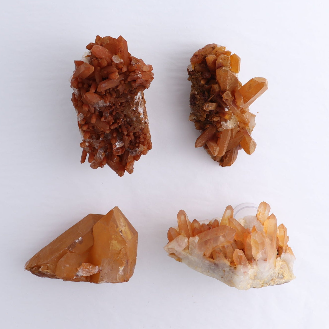 Tangerine Quartz Clusters Set of 4