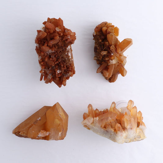 Tangerine Quartz Clusters Set of 4 | Mi Esperanza Minerals | Supplier of Crystals and Onyx
