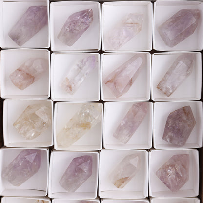 Powellite Amethyst UV Reactive Towers Set of 20 - Expert Wholesale and Supplier of Wholesale Crystals & Bulk Gemstones, ["Amethyst","Powellite"]