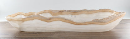 Mexican Onyx/Calcite Canoe Bowl 27"