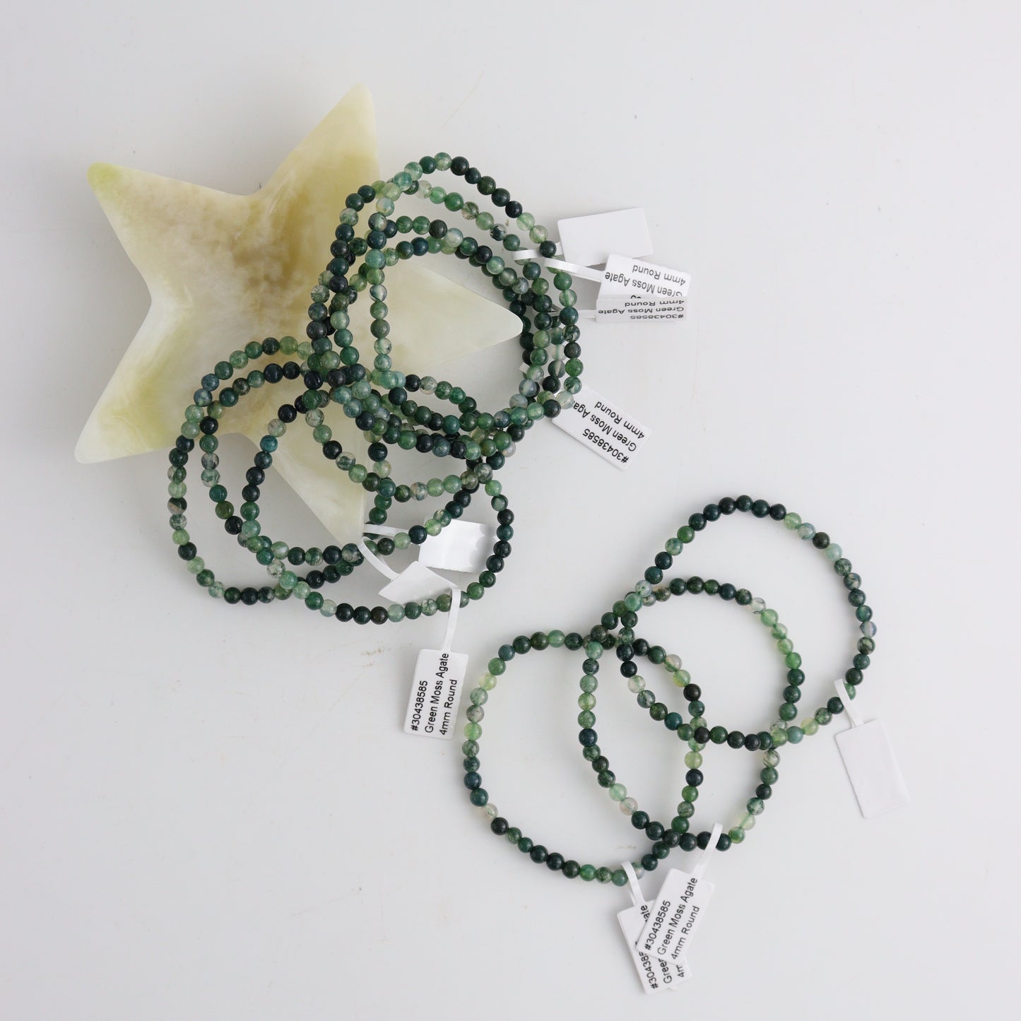 Moss Agate Bracelet 4mm Set of 10 - Expert Wholesale and Supplier of Wholesale Crystals & Bulk Gemstones, ["bracelets","China","Jewelry","Moss Agate"]