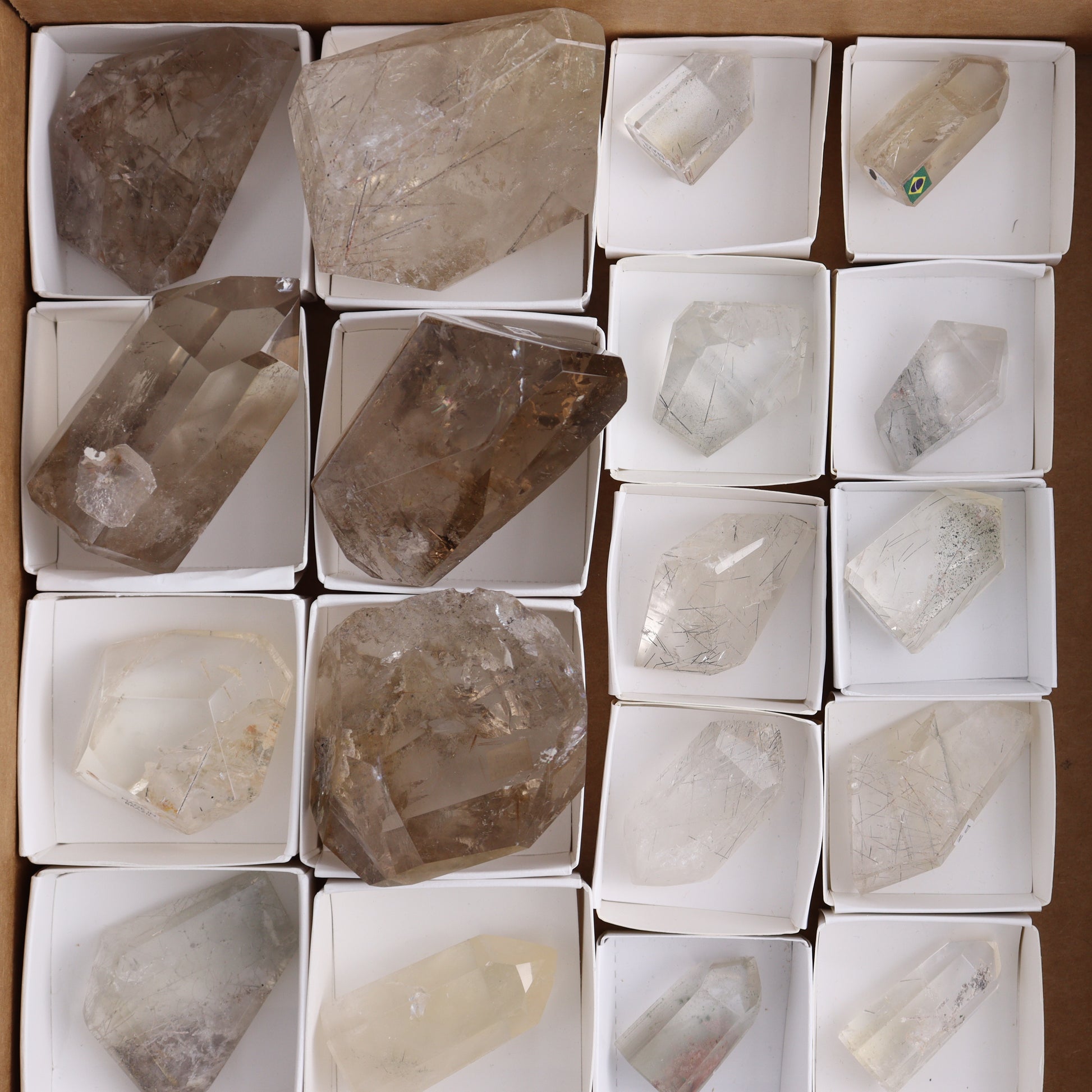 Garden Quartz Towers & Freeforms Set of 22 - Expert Wholesale and Supplier of Wholesale Crystals & Bulk Gemstones, ["Brazil","Garden Quartz","Quartz","Towers"]