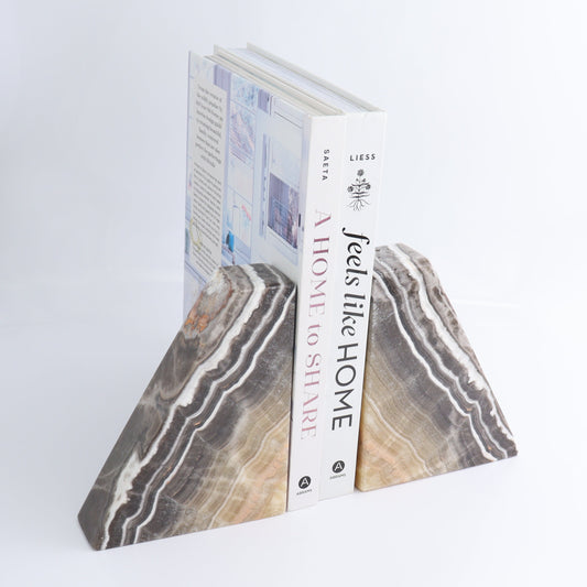 One Pair of Mexican Onyx/Calcite Brown Zebra Polished Bookend - Expert Wholesale and Supplier of Wholesale Crystals & Bulk Gemstones, ["Bookends","Calcite","Catalog Onyx","Mexico","onyx"]