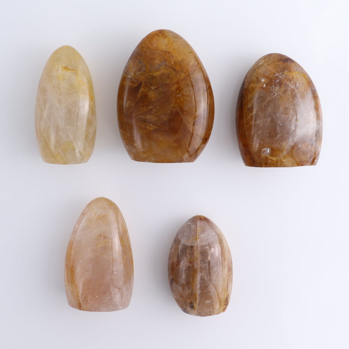 Golden Hematite Quartz Freeforms Set of 5 | Mi Esperanza Minerals | Supplier of Crystals and Onyx