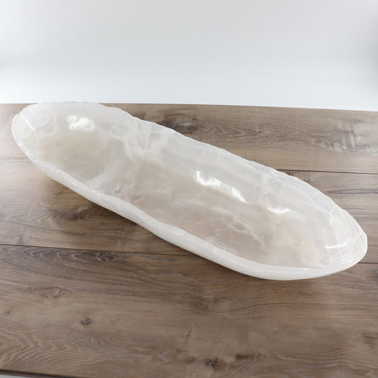 Mexican Onyx/Calcite Canoe Bowl 28"