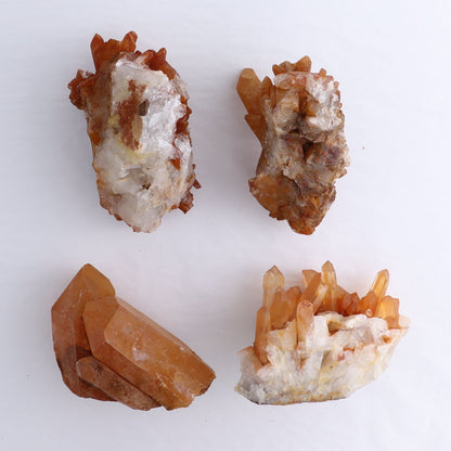 Tangerine Quartz Clusters Set of 4