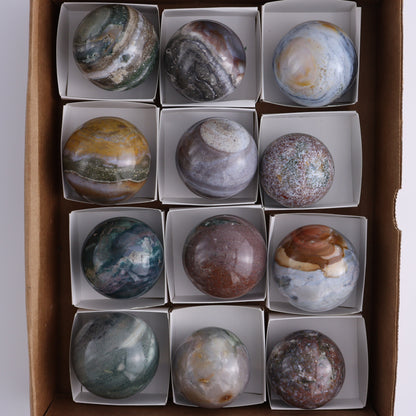 Ocean Jasper Spheres Set of 12 - Expert Wholesale and Supplier of Wholesale Crystals & Bulk Gemstones, ["jasper","Madagascar","Ocean Jasper","Spheres"]
