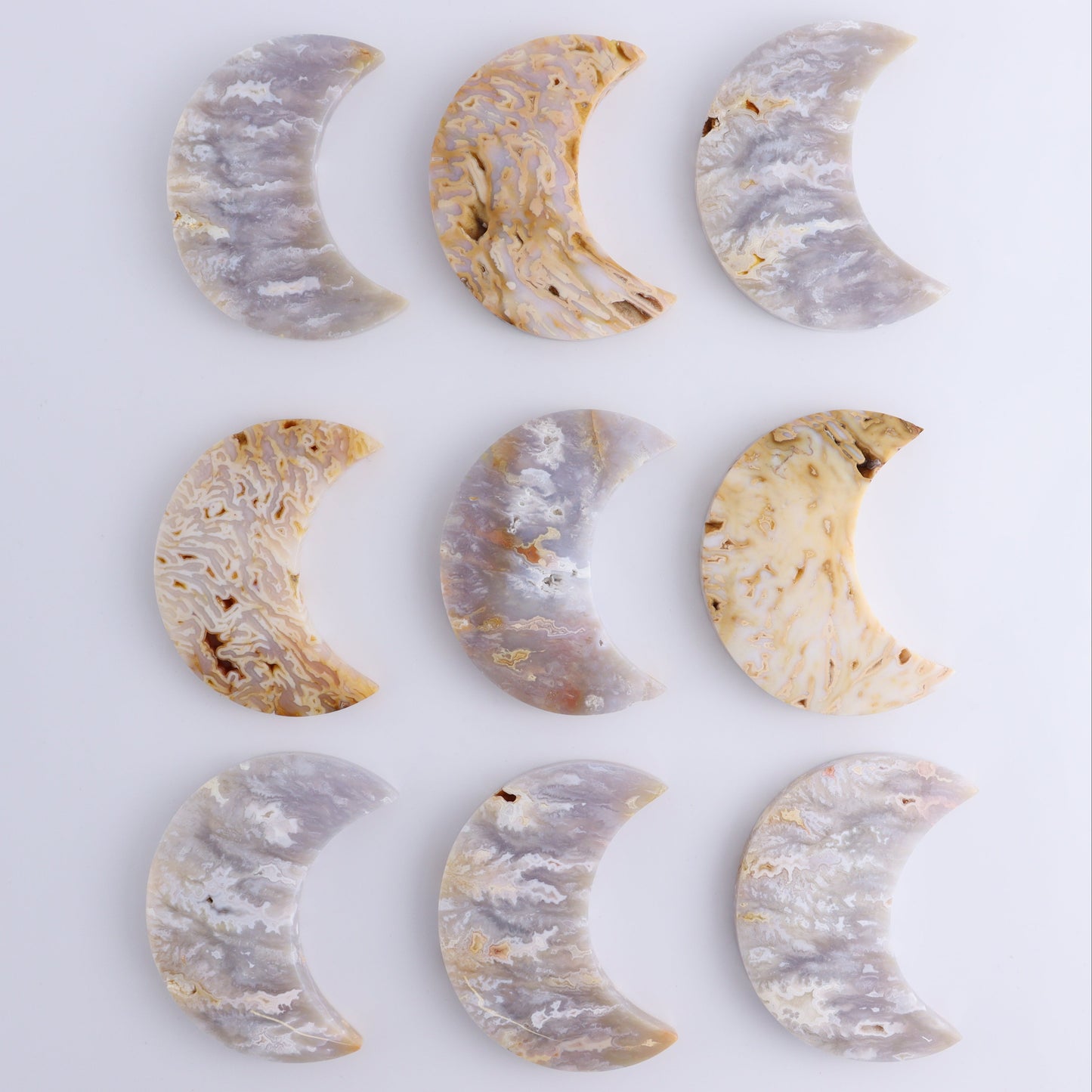 Agate Moons Set of 9 - Expert Wholesale and Supplier of Wholesale Crystals & Bulk Gemstones, ["Agate","moons"]