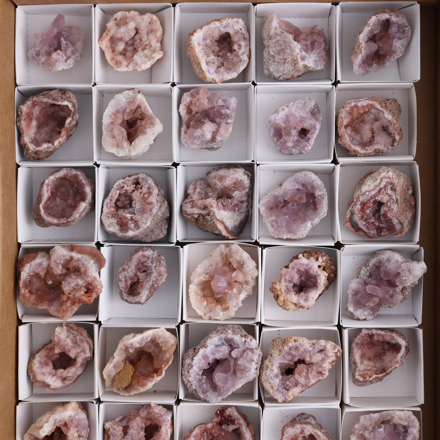 Pink Amethyst Flat of 30 - Expert Wholesale and Supplier of Wholesale Crystals & Bulk Gemstones, ["Amethyst","Pink Amethyst"]