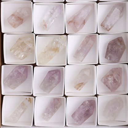 Powellite Amethyst UV Reactive Towers Set of 20 - Expert Wholesale and Supplier of Wholesale Crystals & Bulk Gemstones, ["Amethyst","Powellite"]
