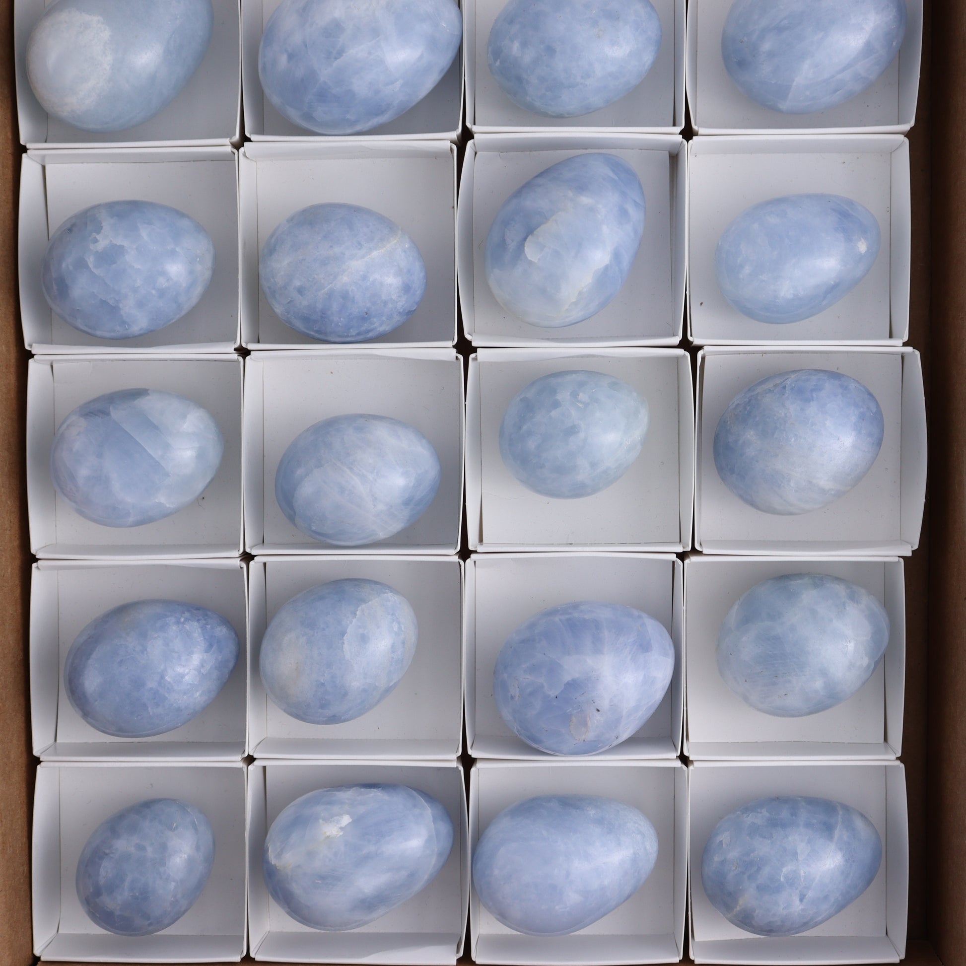 Blue Calcite Eggs Set of 35 - Expert Wholesale and Supplier of Wholesale Crystals & Bulk Gemstones, ["Blue Calcite","Calcite","close_30","Eggs"]