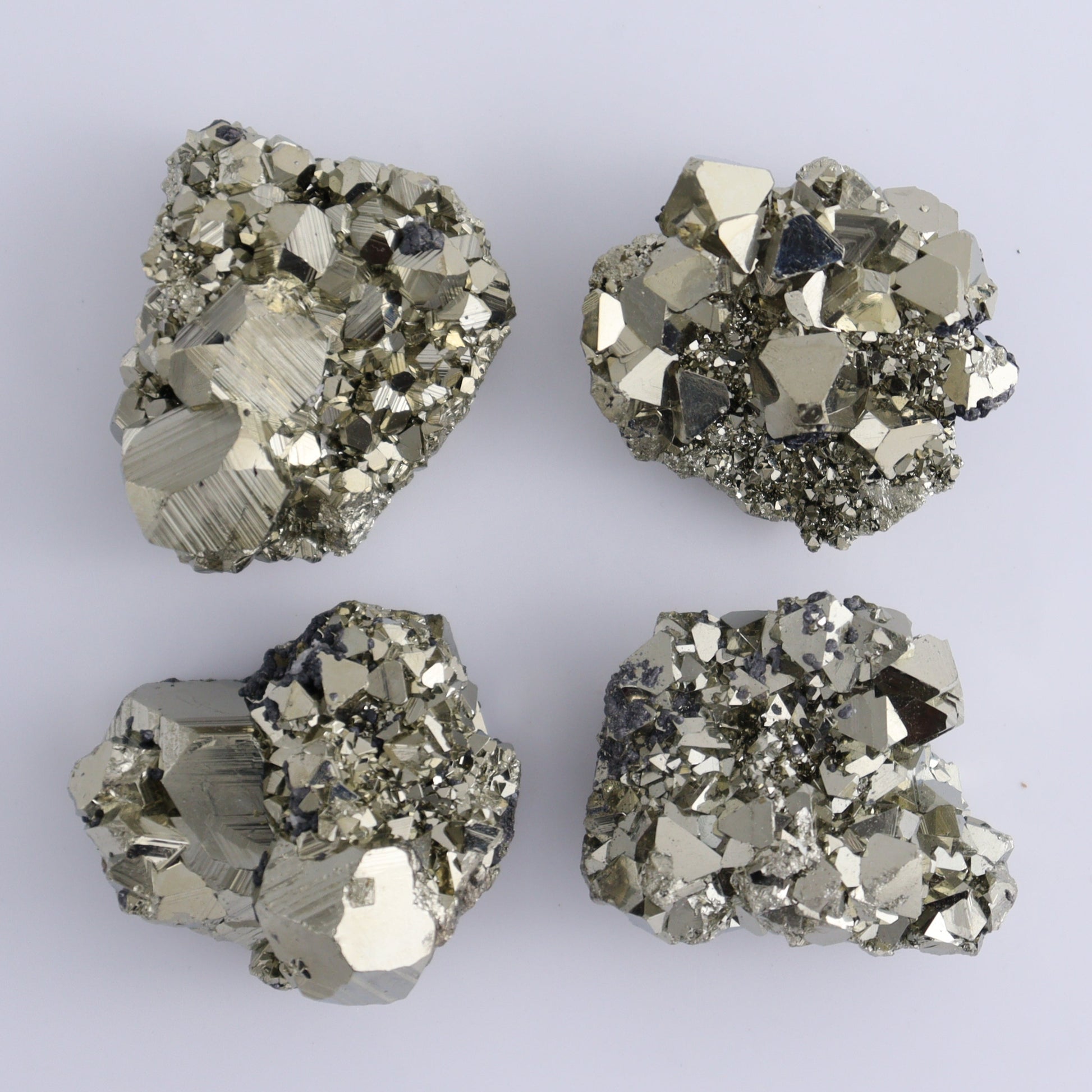 Octahedral Pyrite Clusters Set of 12 - Expert Wholesale and Supplier of Wholesale Crystals & Bulk Gemstones, ["Clusters","Octahedral Pyrite","Peru","Pyrite"]