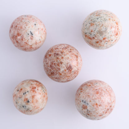 Sunstone Spheres Set of 5 - Expert Wholesale and Supplier of Wholesale Crystals & Bulk Gemstones, ["Spheres","Sunstone"]