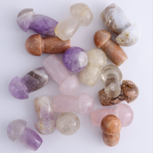 Mixed Mushrooms 1 kg Set - Expert Wholesale and Supplier of Wholesale Crystals & Bulk Gemstones, ["Amethyst","Desert Rose","Madagascar","Mushrooms","Quartz","Rose Quartz"]