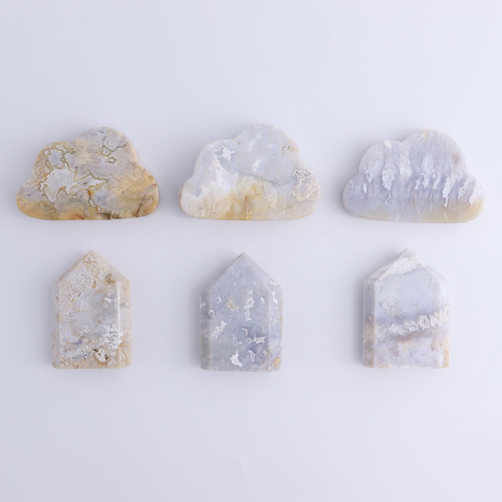 Agate Clouds and Towers Set of 6 - Expert Wholesale and Supplier of Wholesale Crystals & Bulk Gemstones, ["Agate","Clouds","Towers"]