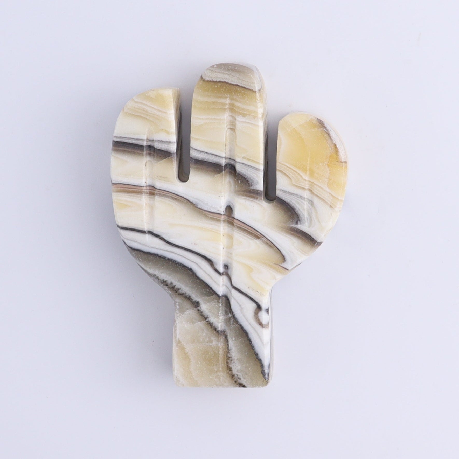 One Cactus Mexican Onyx/Calcite Black & Yellow Zebra 9 cm - Expert Wholesale and Supplier of Wholesale Crystals & Bulk Gemstones, ["Cactus","Calcite","Catalog Onyx","Mexico","onyx"]