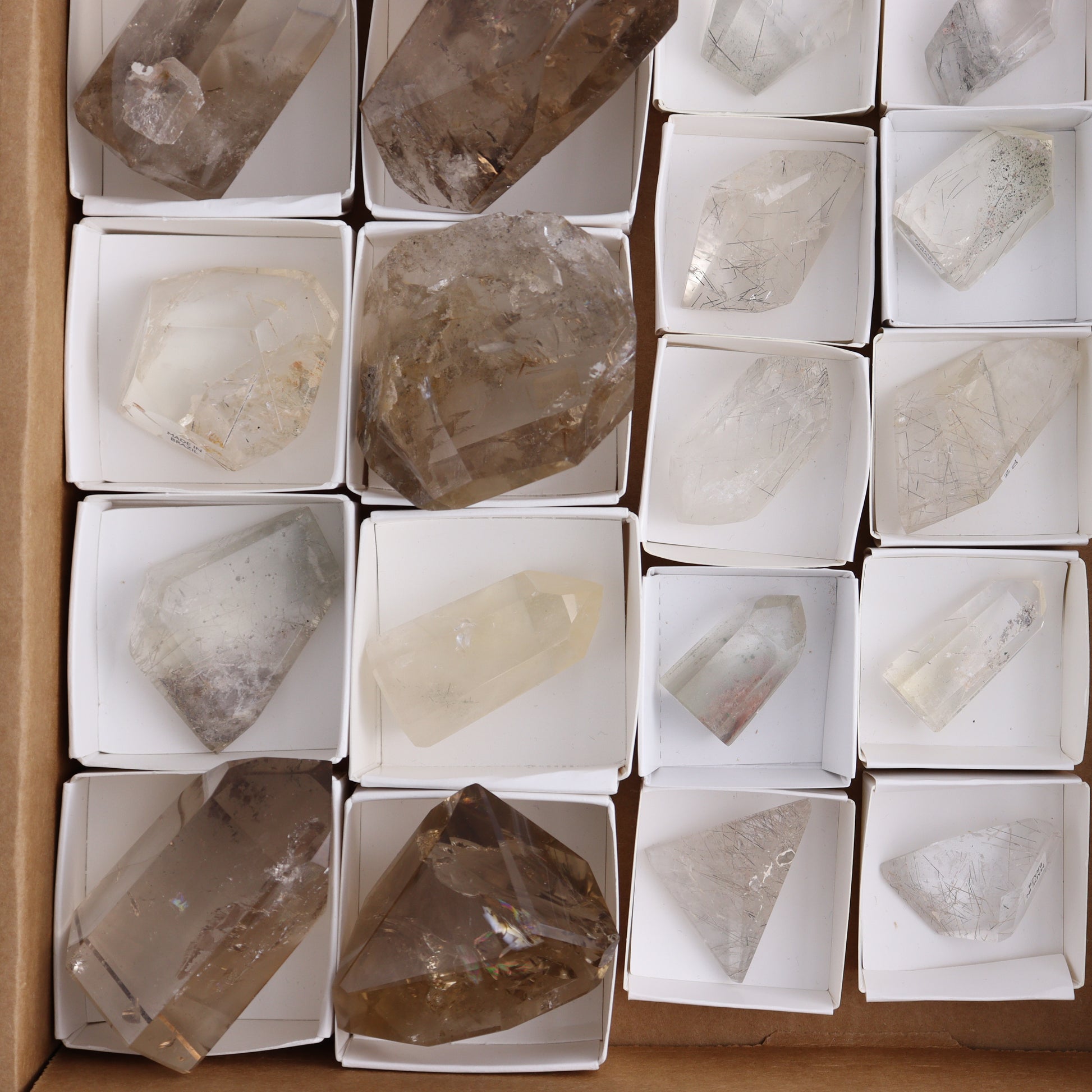 Garden Quartz Towers & Freeforms Set of 22 - Expert Wholesale and Supplier of Wholesale Crystals & Bulk Gemstones, ["Brazil","Garden Quartz","Quartz","Towers"]