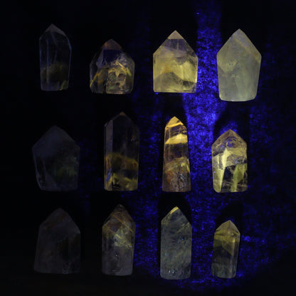 Powellite Amethyst UV Reactive Towers Set of 30 - Expert Wholesale and Supplier of Wholesale Crystals & Bulk Gemstones, ["Amethyst","Powellite"]