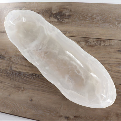 Mexican Onyx/Calcite Canoe Bowl 28"