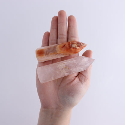 Ocean Jasper & Rose Quartz Towers Set of 10 - Expert Wholesale and Supplier of Wholesale Crystals & Bulk Gemstones, ["jasper","Madagascar","Ocean Jasper","Quartz","Rose Quartz","Towers"]