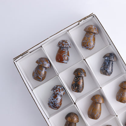 Brecciated Jasper Mushrooms Set of 12 - Expert Wholesale and Supplier of Wholesale Crystals & Bulk Gemstones, ["Brecciated Jasper","Indonesia","Mushrooms"]
