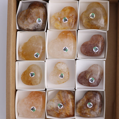 Golden Healer Hearts Set of 12 - Expert Wholesale and Supplier of Wholesale Crystals & Bulk Gemstones, ["Brazil","Golden Healer","Hearts"]