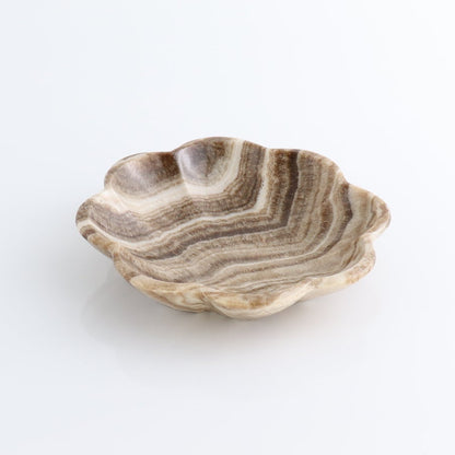 One Mexican Onyx/Calcite Chocolate Scalloped Dish 14 cm