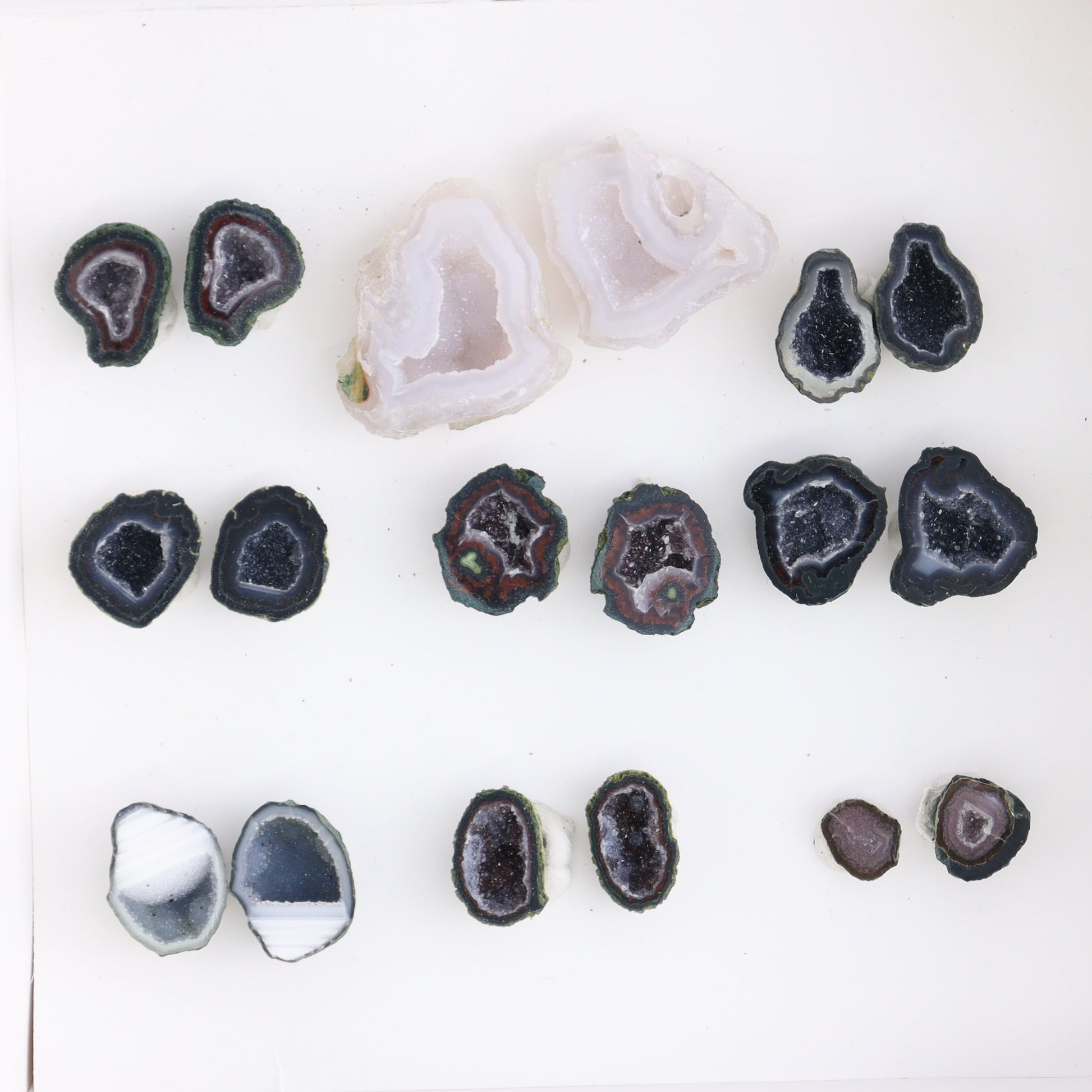 Tabasco Geodes 9 Pairs - Expert Wholesale and Supplier of Wholesale Crystals & Bulk Gemstones, ["Geodes","Tabasco Geode"]