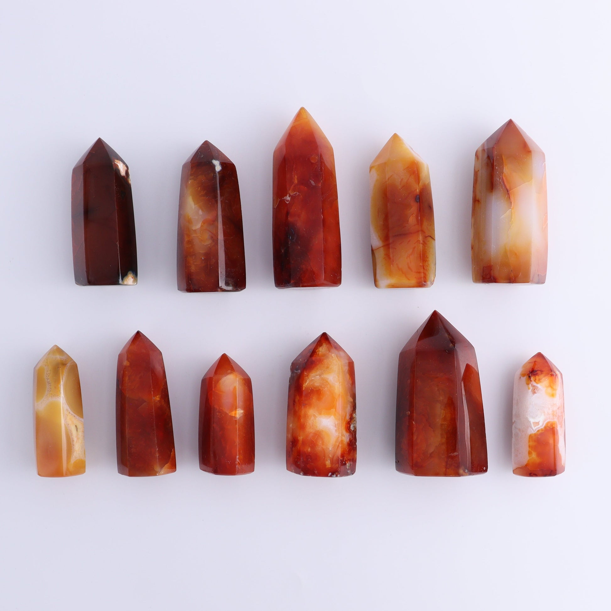 Carnelian Towers Set of 11 - Expert Wholesale and Supplier of Wholesale Crystals & Bulk Gemstones, ["carnelian","Madagascar","Towers"]