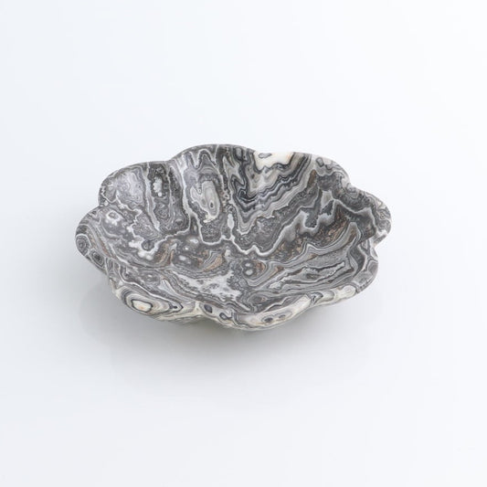 One Mexican Onyx/Calcite Zebra Scalloped Dish 14 cm - Expert Wholesale and Supplier of Wholesale Crystals & Bulk Gemstones, ["Calcite","Catalog Onyx","Decorative Dish","Mexico","Onyx","Scalloped Dish"]