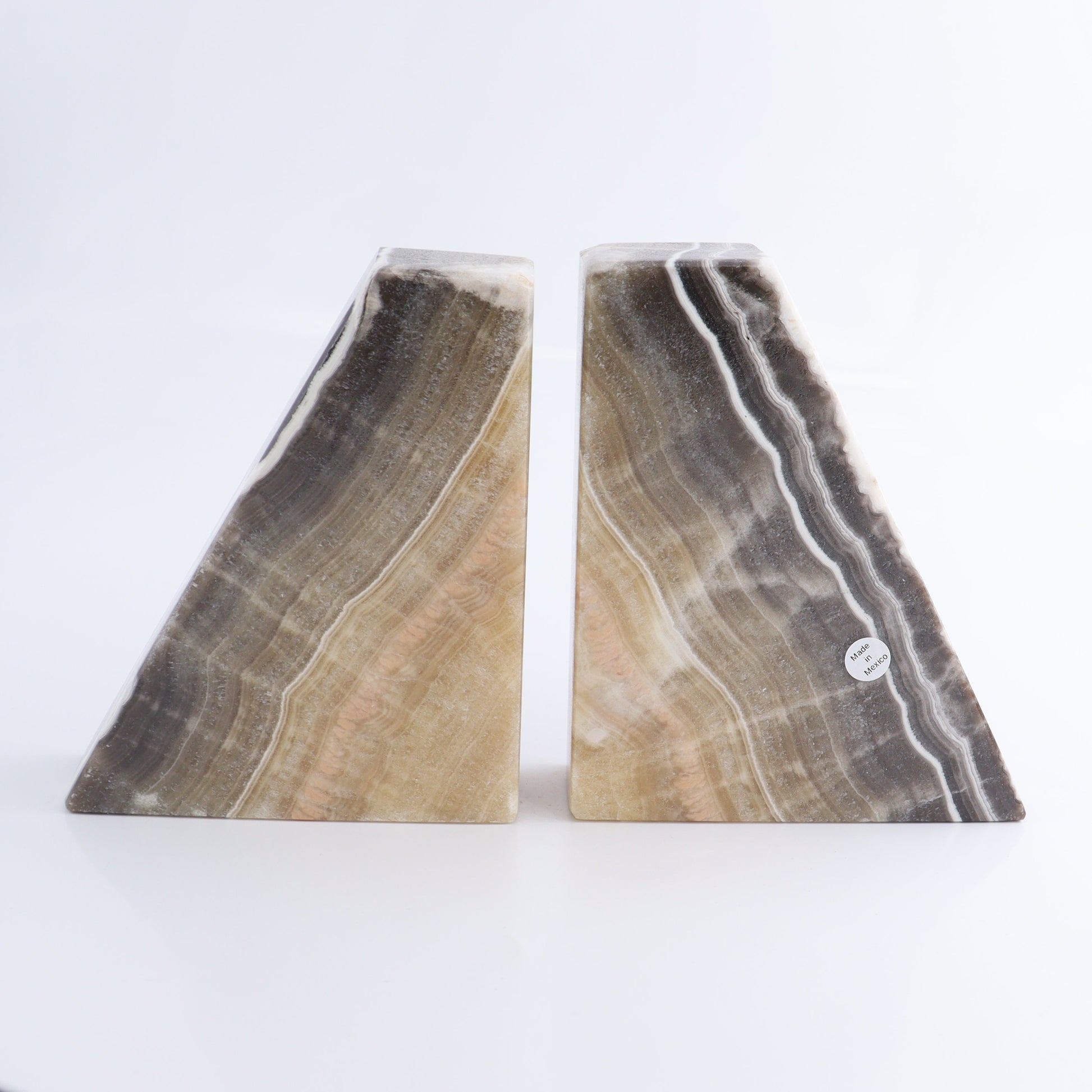 One Pair of Mexican Onyx/Calcite Brown Zebra Polished Bookend - Expert Wholesale and Supplier of Wholesale Crystals & Bulk Gemstones, ["Bookends","Calcite","Catalog Onyx","Mexico","onyx"]