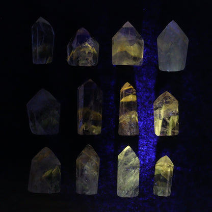 Powellite Amethyst UV Reactive Towers Set of 30 - Expert Wholesale and Supplier of Wholesale Crystals & Bulk Gemstones, ["Amethyst","Powellite"]