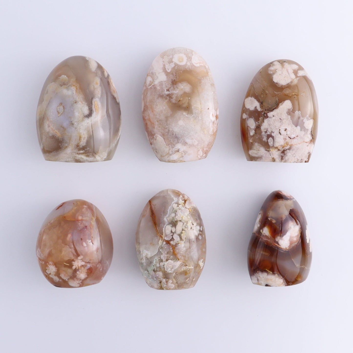Flower Agate Freeforms Set of 6 - Expert Wholesale and Supplier of Wholesale Crystals & Bulk Gemstones, ["Flower Agate","Freeforms","Madagascar"]