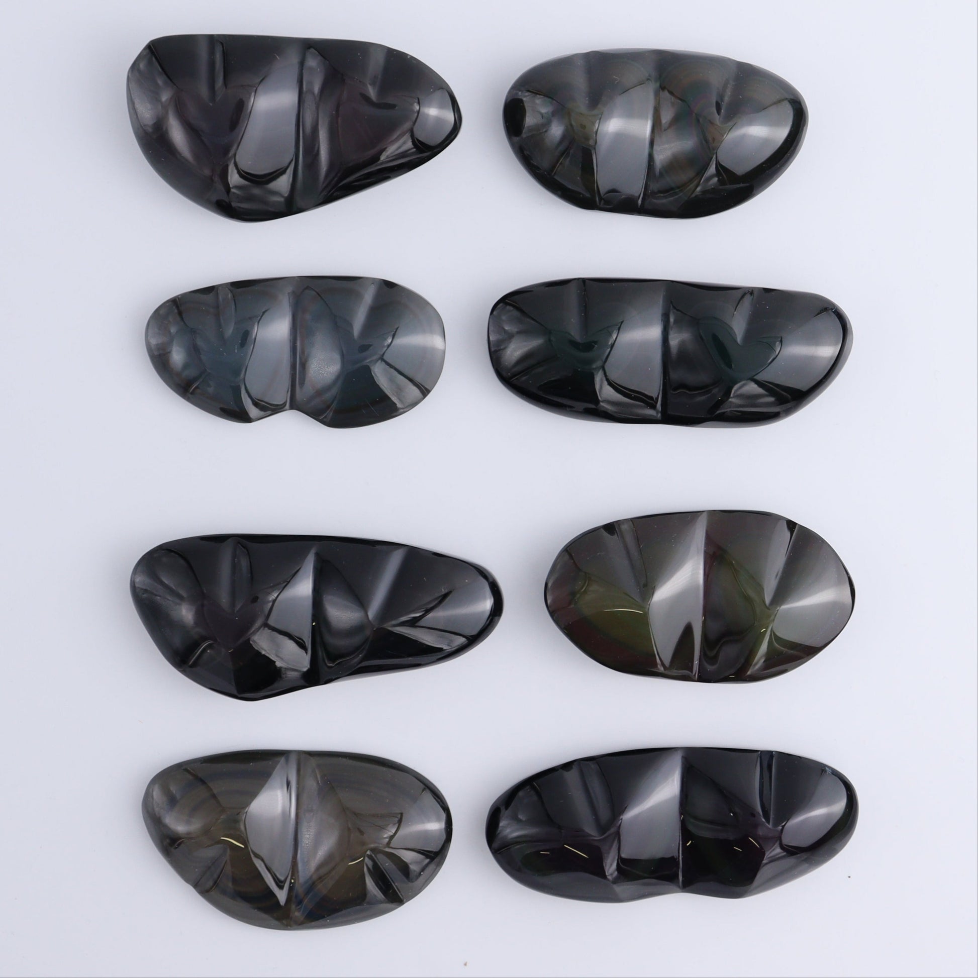 Rainbow Obsidian Heart Pairs Set of 8 - Expert Wholesale and Supplier of Wholesale Crystals & Bulk Gemstones, ["Hearts","Mexico","Rainbow Obsidian"]