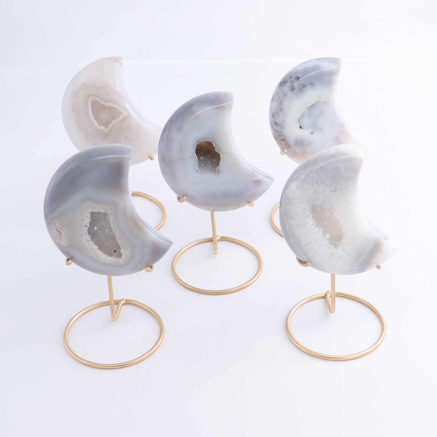 Agate Moons with Stand Set of 5