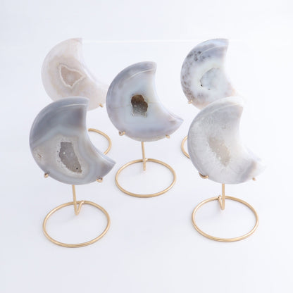Agate Moons with Stand Set of 5