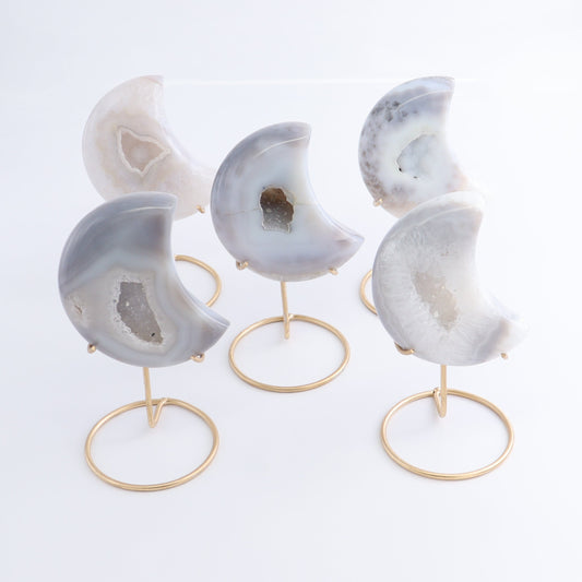 Agate Moons with Stand Set of 5