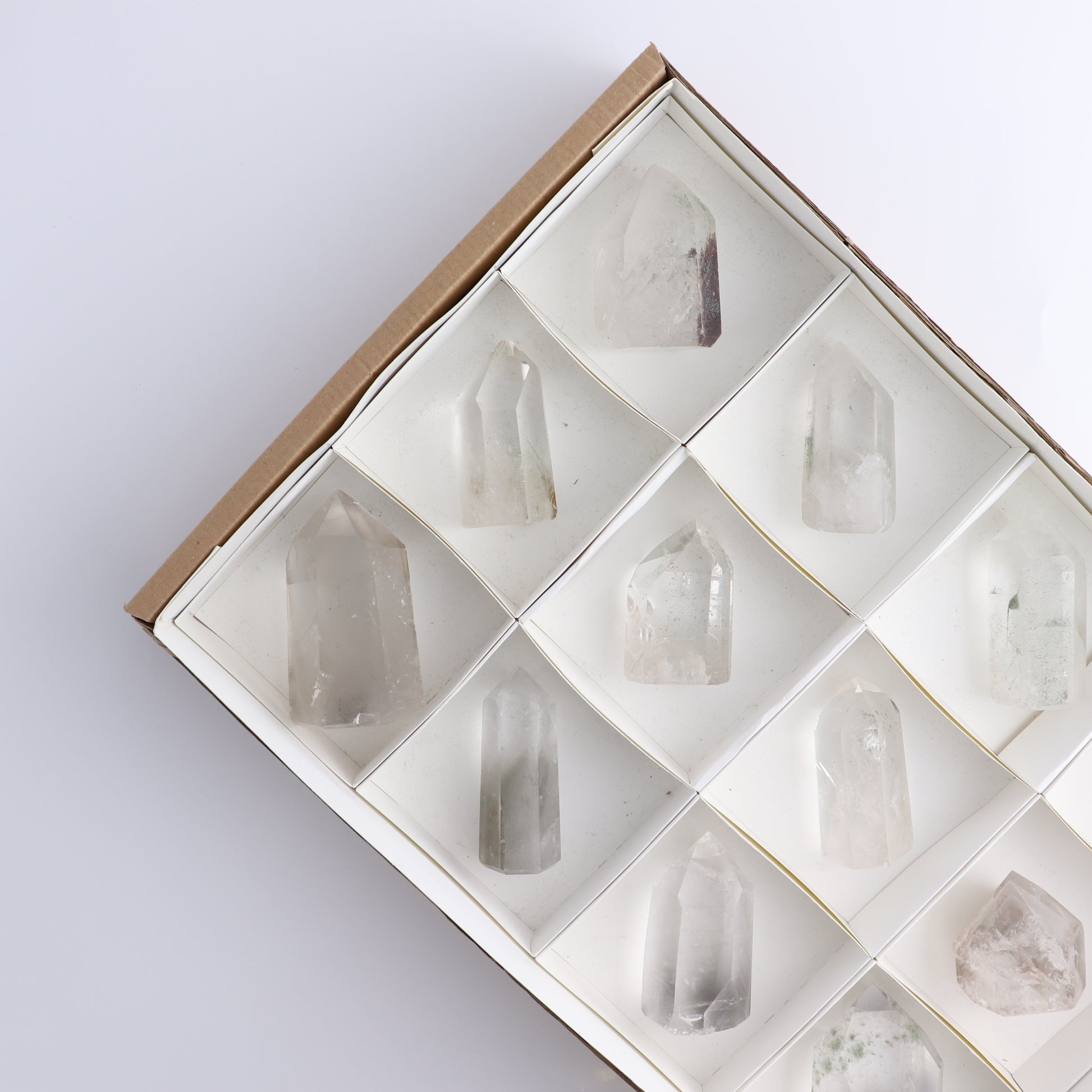 Quartz Towers Set of 12 - Expert Wholesale and Supplier of Wholesale Crystals & Bulk Gemstones, ["Brazil","Clear Quartz","Points","Quartz","Towers"]