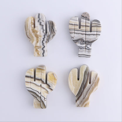 One Cactus Mexican Onyx/Calcite Black & Yellow Zebra 9 cm - Expert Wholesale and Supplier of Wholesale Crystals & Bulk Gemstones, ["Cactus","Calcite","Catalog Onyx","Mexico","onyx"]