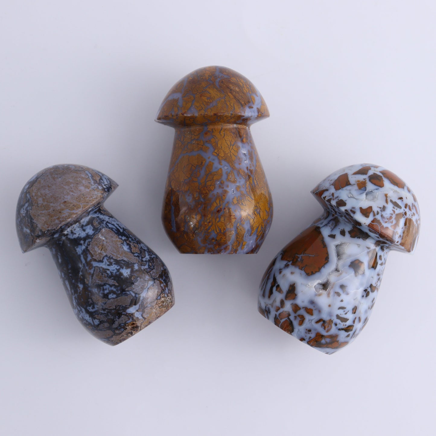 Brecciated Jasper Mushrooms Set of 12 - Expert Wholesale and Supplier of Wholesale Crystals & Bulk Gemstones, ["Brecciated Jasper","Indonesia","Mushrooms"]