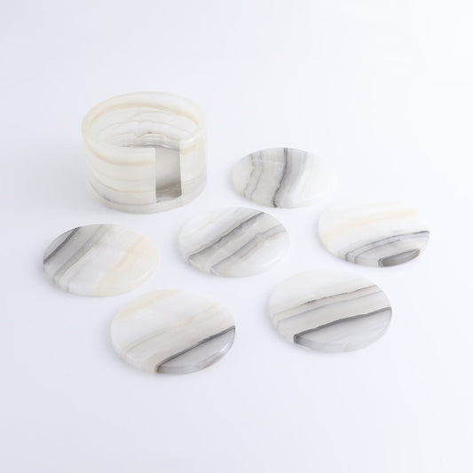 Coaster Set Mexican Onyx/Calcite White & Grey - Expert Wholesale and Supplier of Wholesale Crystals & Bulk Gemstones, ["Calcite","Catalog Onyx","coaster","Mexico","onyx"]