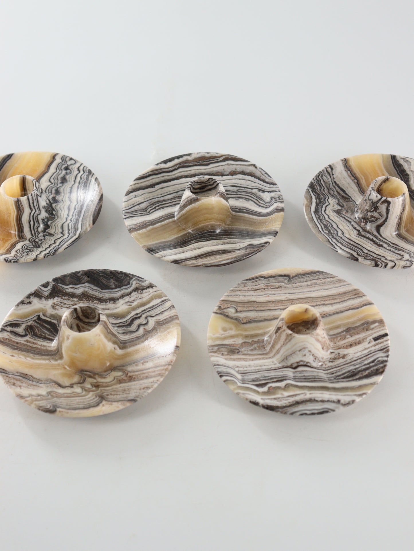 Chocolate and Yellow Zebra Onyx Palo Santo Holders Set of 10